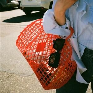 Sun Jellies Original Retro Basket Bag (Large) Red Summer Purse Recycled Plastic